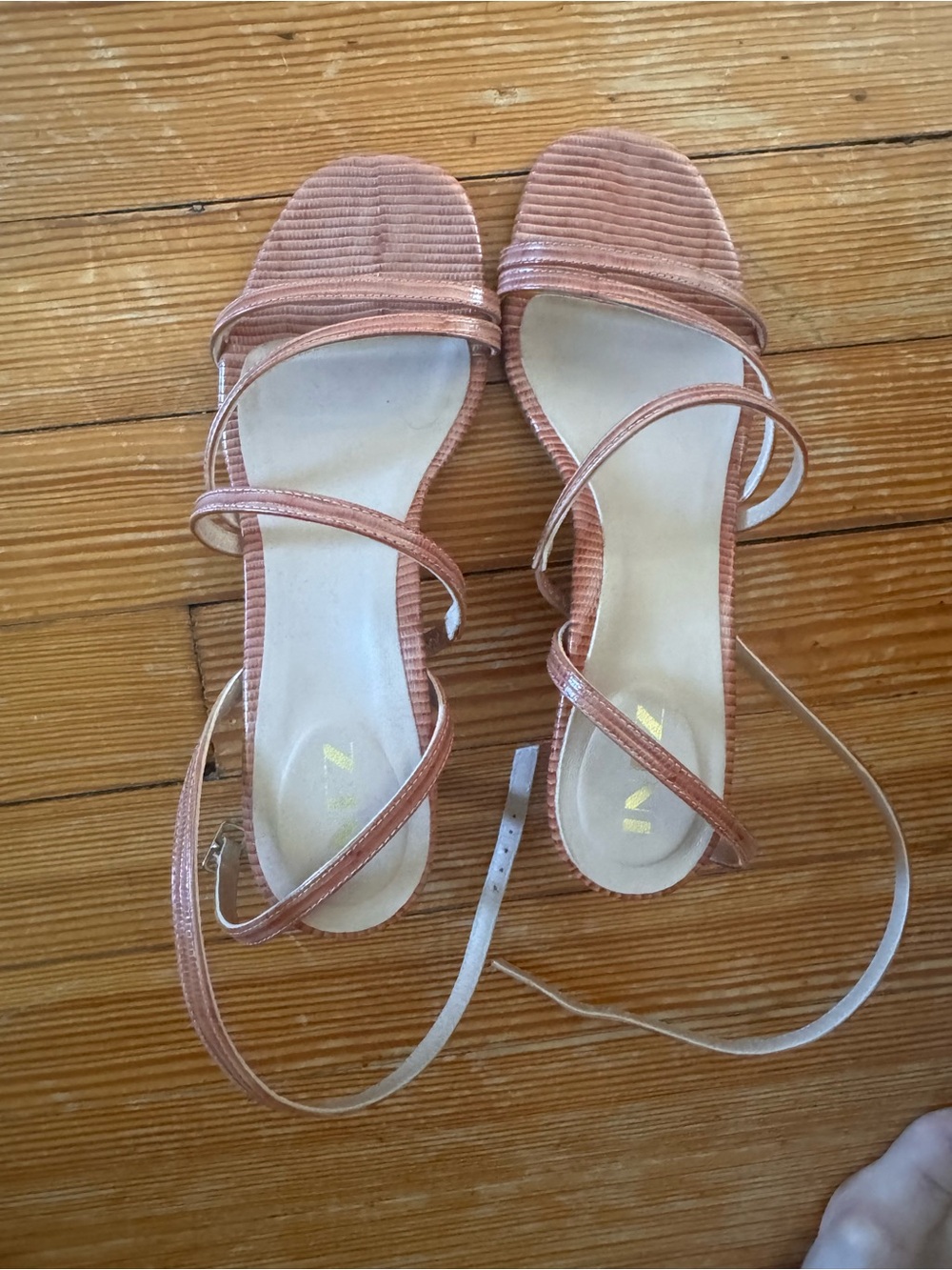 INEZ Women's Strappy Square-Toe Sandals in Pink Lizard